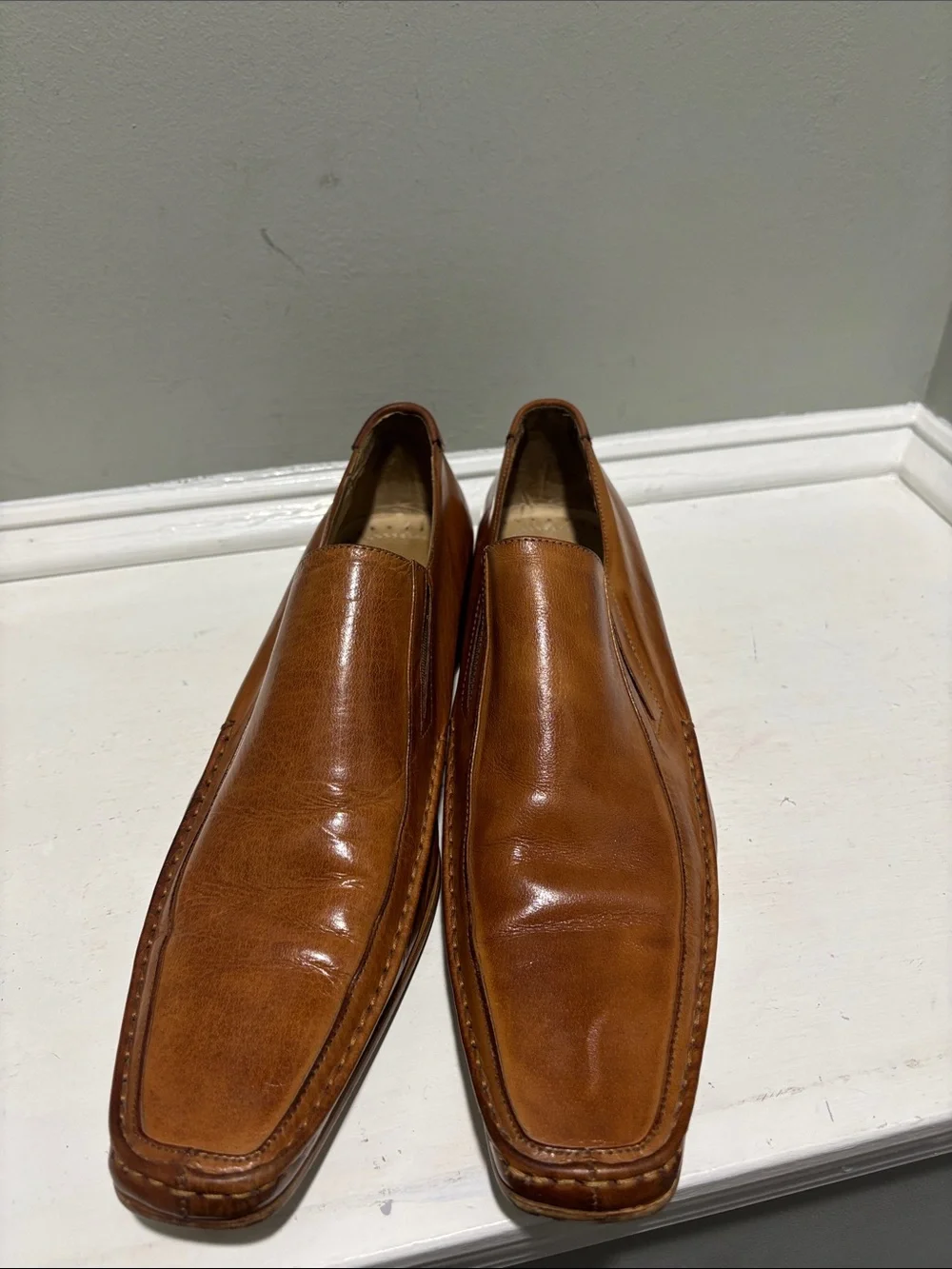 Fratelli Select Genuine Leather Men's Slip-On Brown Dress Loafers - size 9.5